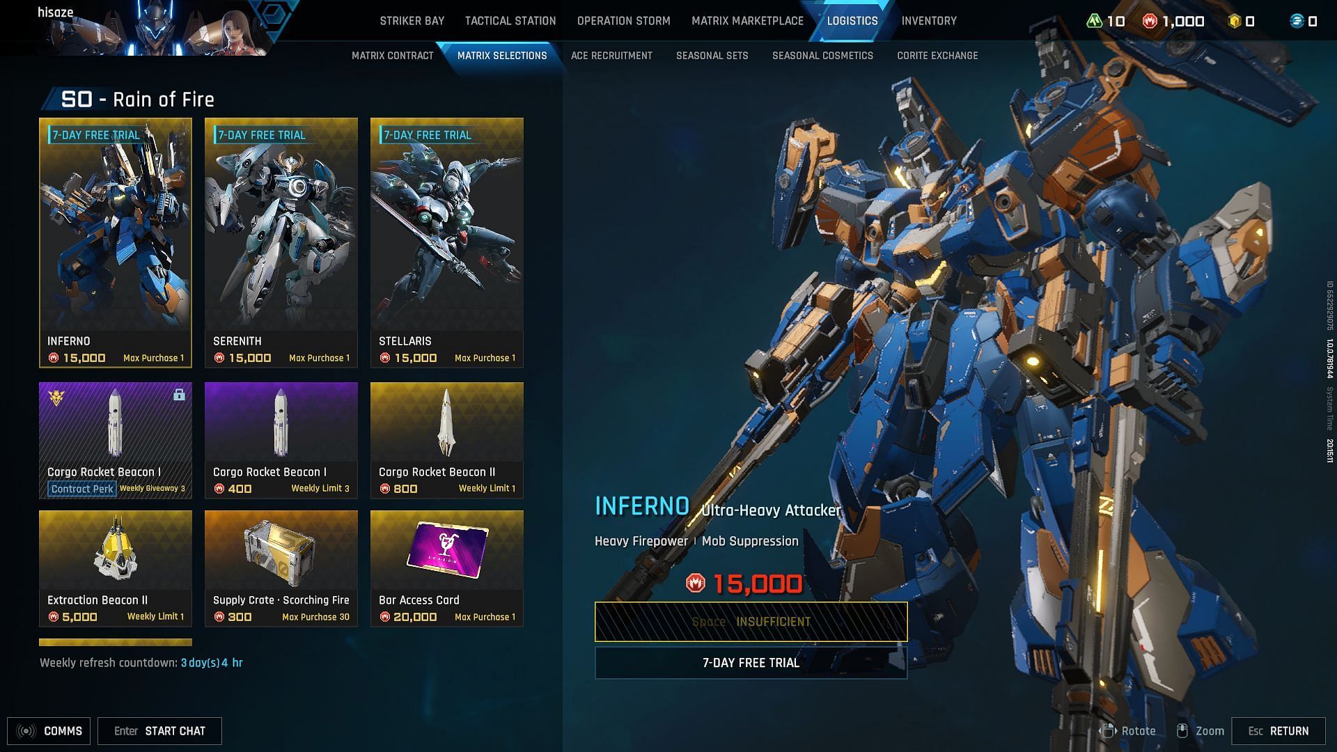 Items you can purchase with Mission Tokens (Image via Amazing Seasun Games)